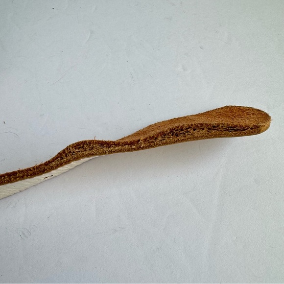 Vintage Statement Belt Y2K Cream Leather Perforated Cutout Coastal Womens Large - Picture 6 of 10